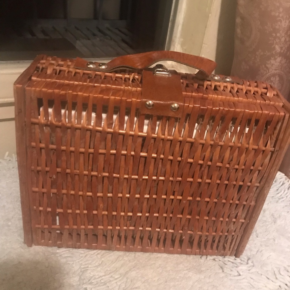Vintage Woven Picnic Basket
